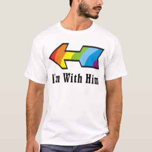 I'm With Him - Rainbow Arrow Right T-Shirt
