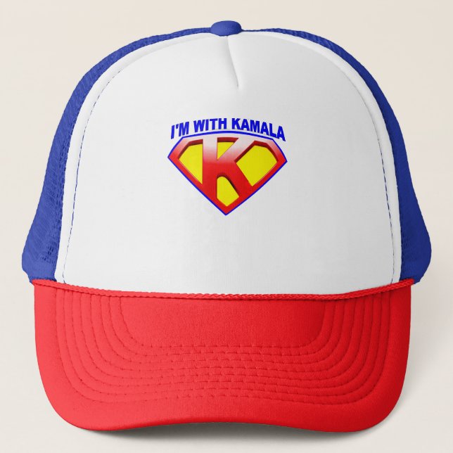I'm With Kamala Crest Trucker Hat (Front)