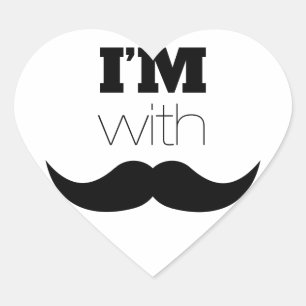 I'm With Moustache Heart Sticker