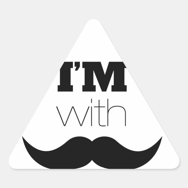 I'm With Moustache Triangle Sticker (Front)