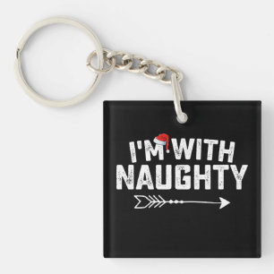 I'm With Naughty Matching Christmas Couples Keychain