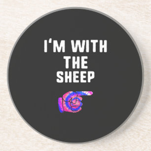 Im With Sheep Tie Dye Halloween Dog Present Coaster