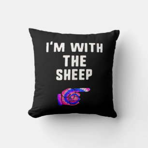 Im With Sheep Tie Dye Halloween Dog Present Throw Pillow