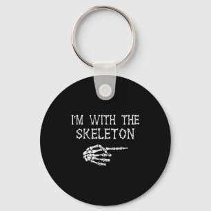 I'm With Skeleton Funny Couples Matching Halloween Keychain
