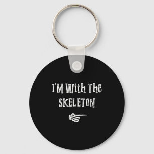 I'm With Skeleton Halloween Costume Funny Couples  Keychain