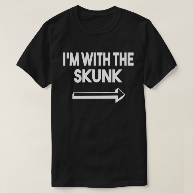 I'm With Skunk Easy Halloween Matching Couples T-Shirt (Design Front)
