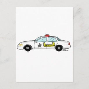 Im With Stupid logo on police officer's patrol car Postcard