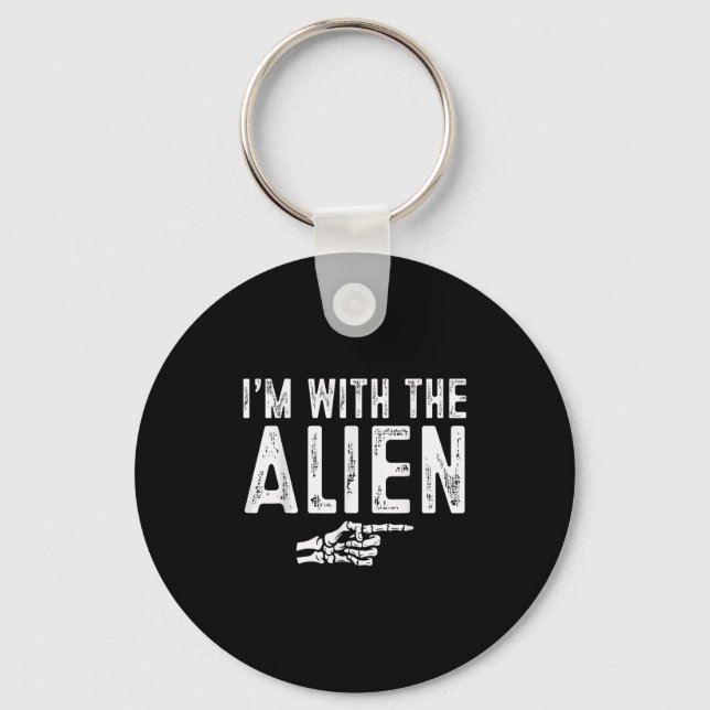 I'm With The Alien Easy Costume Halloween Couples  Keychain (Front)