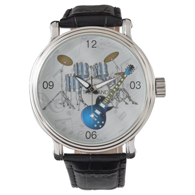 I'M WITH THE BAND DRUM Leather Watch (Front)