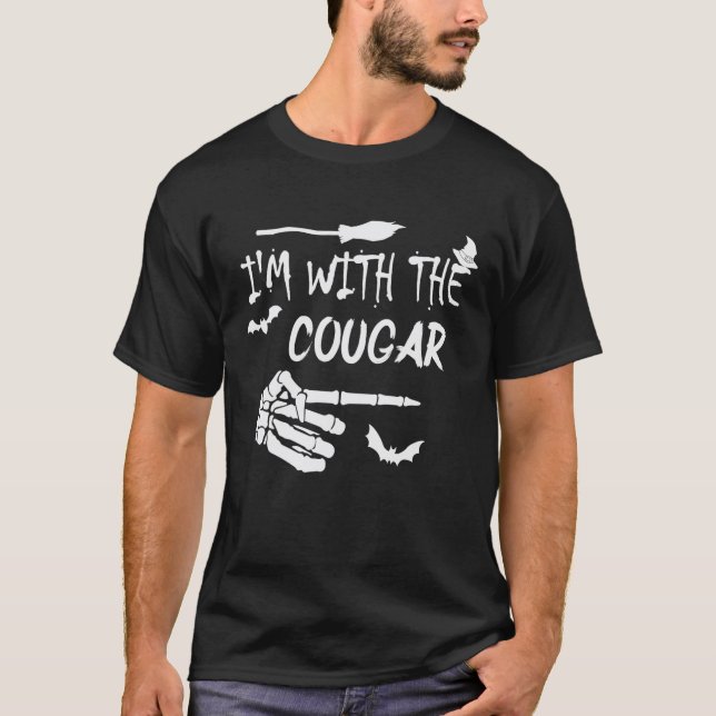 I'm With The Cougar Matching Cougar Costume Hallow T-Shirt (Front)