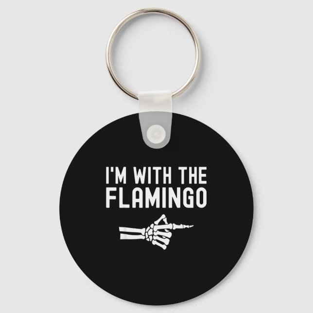 I'm With The Flamingo Matching Couples Halloween F Keychain (Front)