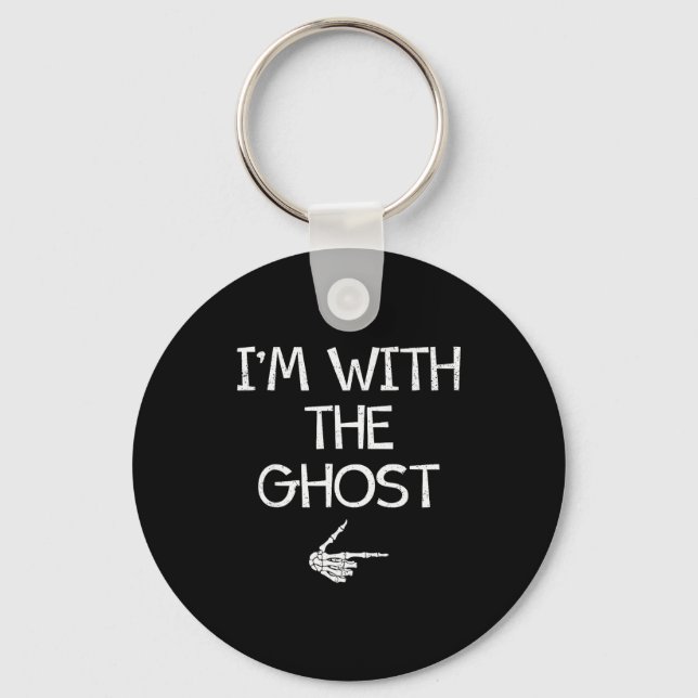 I'm With The Ghost Funny Halloween Costume Couples Keychain (Front)
