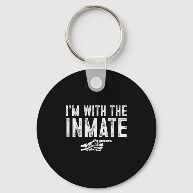 I'm With The Inmate Easy Costume Halloween Couples Keychain (Front)