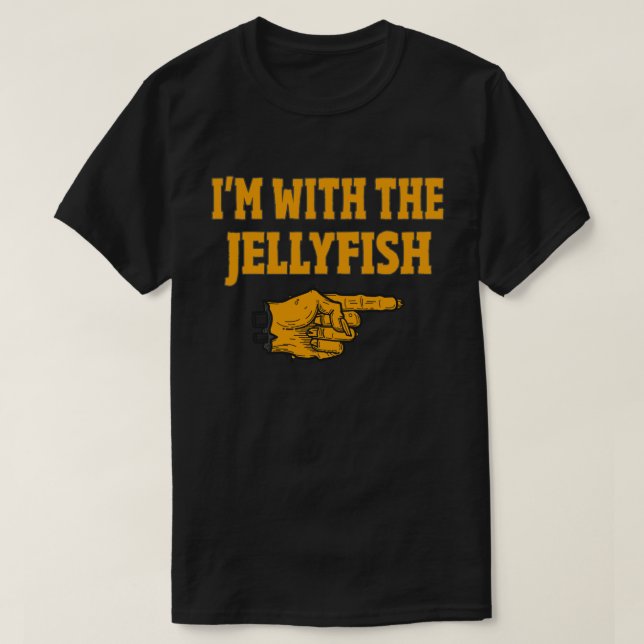 I'm With The Jellyfish Funny Couple Halloween T-Shirt (Design Front)