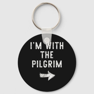 Im With The Pilgrim Funny Halloween Couple Costume Keychain