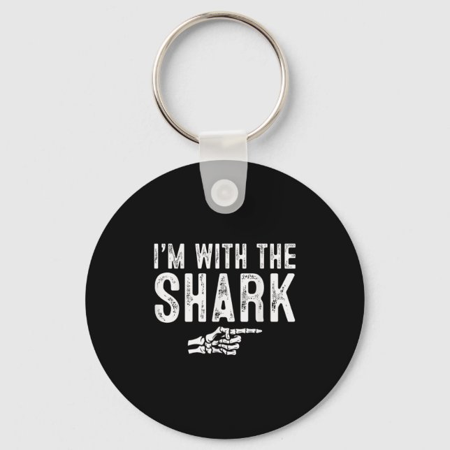 I'm With The Shark Easy Costume Halloween Couples  Keychain (Front)