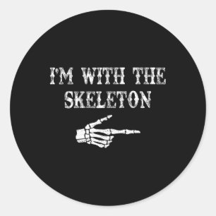 I'm With The Skeleton Hand Halloween Couple Costum Classic Round Sticker