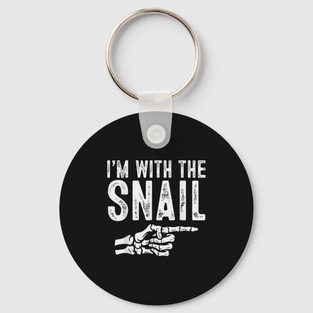 I'm With The Snail Easy Costume Halloween Couples  Keychain (Front)