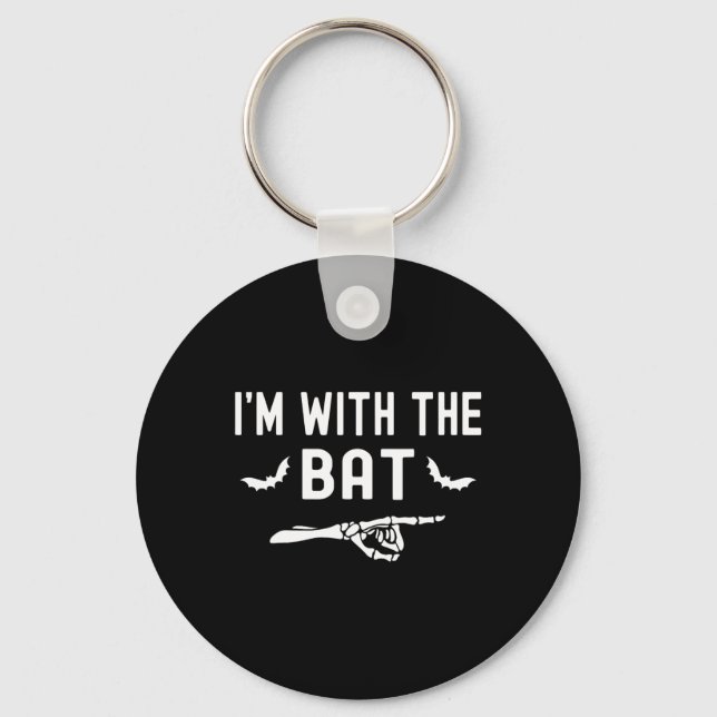 I'm With The T Funny Skeleton Halloween Matching C Keychain (Front)