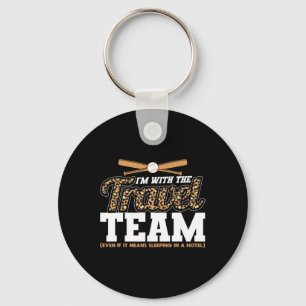 I'm With The Travel Team Leopard Sell Mom Keychain