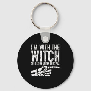 I'm With The Witch Funny Halloween Couple Costume  Keychain