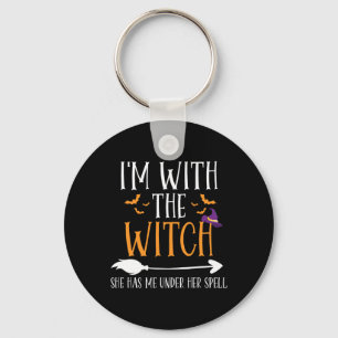 I'm With The Witch Funny Halloween Couples Costume Keychain