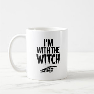 I'm with the Witch Funny Halloween His and Her Coffee Mug