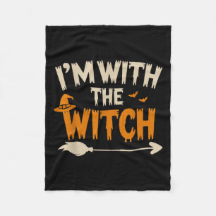 I'm With The Witch Funny Husband Halloween Costume Fleece Blanket