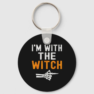 I'm With The Witch Funny Skeleton Halloween Matchi Keychain