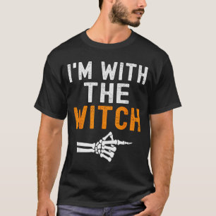 I'm With The Witch Funny Skeleton Halloween Matchi T-Shirt