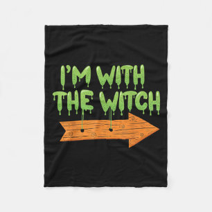 I'm With The Witch Halloween Couples Matching Soky Fleece Blanket