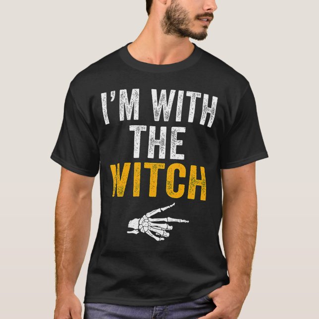 I'm With The Witch His And Hers Halloween Costume  T-Shirt (Front)