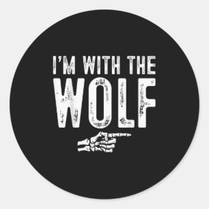 I'm With The Wolf Easy Costume Halloween Couples M Classic Round Sticker