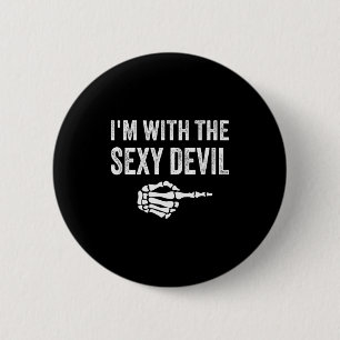 I'm With The Y Devil Halloween Couples Costume  2 Inch Round Button