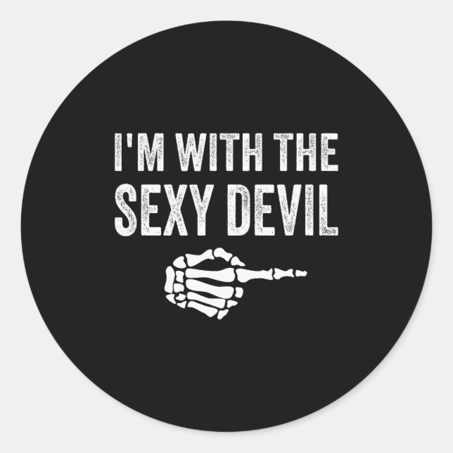 I'm With The Y Devil Halloween Couples Costume  Classic Round Sticker (Front)