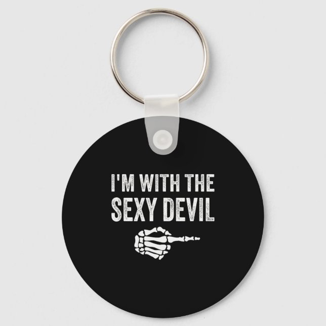 I'm With The Y Devil Halloween Couples Costume  Keychain (Front)