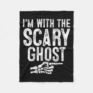 I'm With The Y Ghost Easy Costume Halloween Couple Fleece Blanket