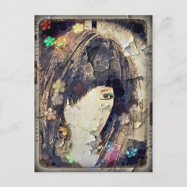 I'm with Wig Floral Postcard (Front)