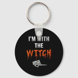I'm With Witch Skeleton Hand Funny Halloween Husba Keychain