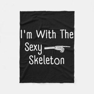 I'm With Y Skeleton Halloween Costume Funny Last M Fleece Blanket