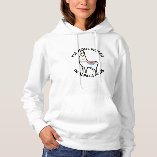 I'm wool versed in alpaca puns hoodie (Front)