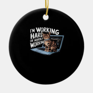 I'm Working Hard Or Hardly Working Baseball ¾ Slee Ceramic Ornament