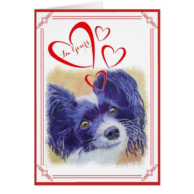 I'M YOURS VALENTINE BLACK AND WHITE PAPILLON (Front)