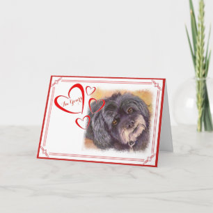 I'M YOURS VALENTINE CUTIE BLACK COCK-A-POO MIX HOLIDAY CARD