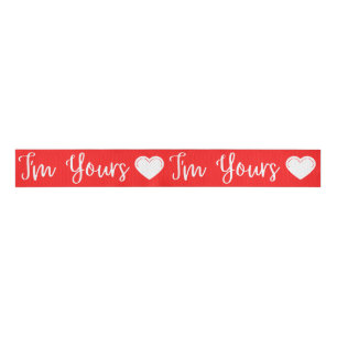 I'm Yours White Valentine's Grosgrain Ribbon