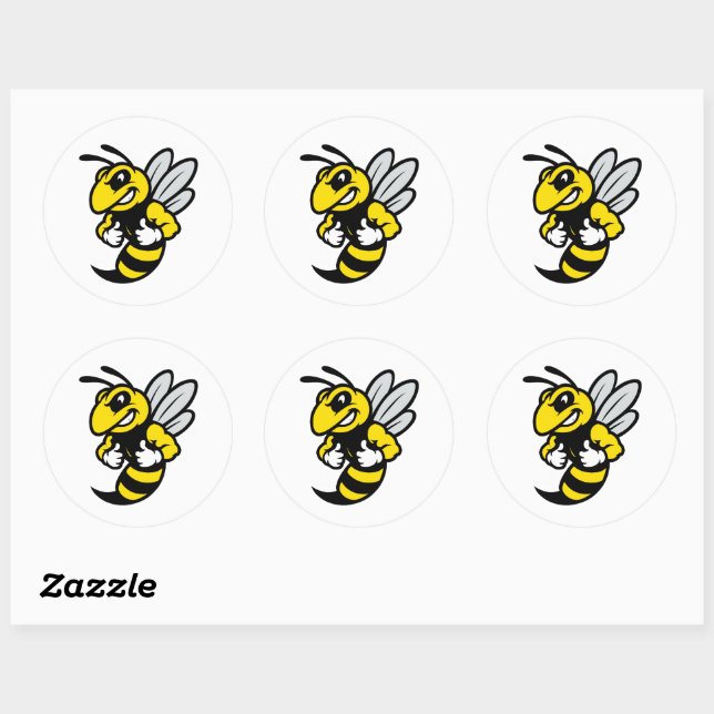 Imabee Reversed Funny Bee Classic Round Sticker (Sheet)