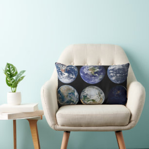 Image Comparison Of Iconic Views Of Planet Earth. Lumbar Pillow