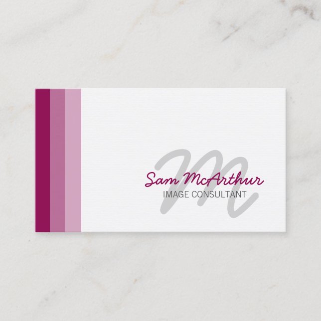 Image Consultant Beauty Colour Cursive Monogram Business Card (Front)