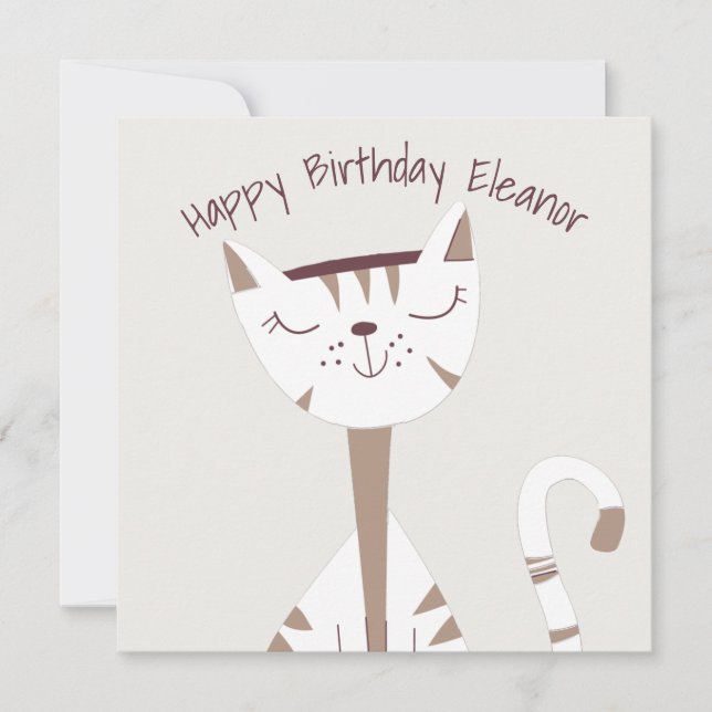 Image de chat mignon Nom Bonne carte d'anniversair (Devant)
