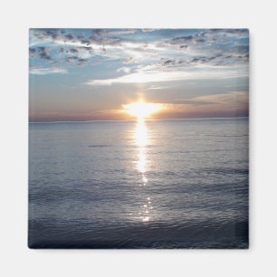 Image de coucher de soleil sur un aimant de réfrig